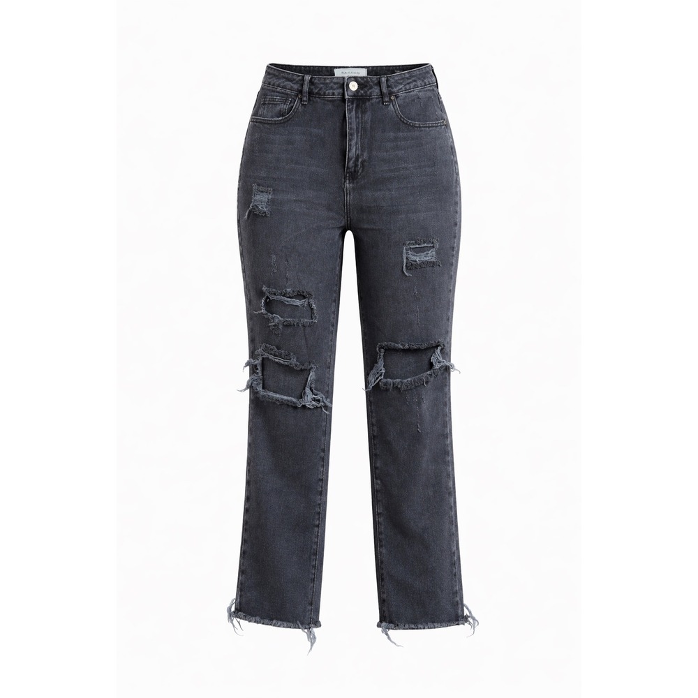 PacSun‎ High Waisted Distressed Mom Jeans Black Frayed Hem 28 grunge goth